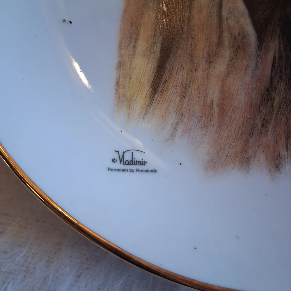Decorative Dog Plate with Gold Rim
